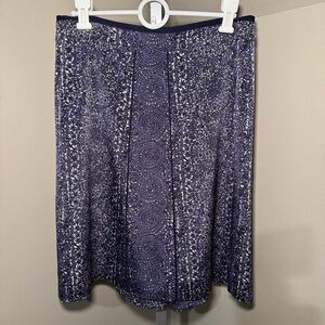 Tory Burch Fluted Floral Medallion Logo Skirt Blue Purple‎ Size 6